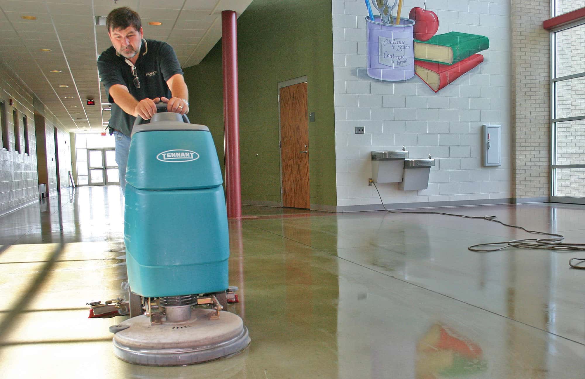 Autoscrubber on a concrete floor