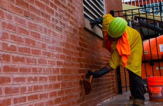 How to clean store brick wall