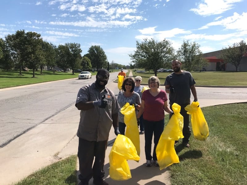 PROSOCO employees volunteer to pick up trash around our business park in an annual "Walk the park" event. This year, employees cleaned more than 35 pounds of trash from the park. 