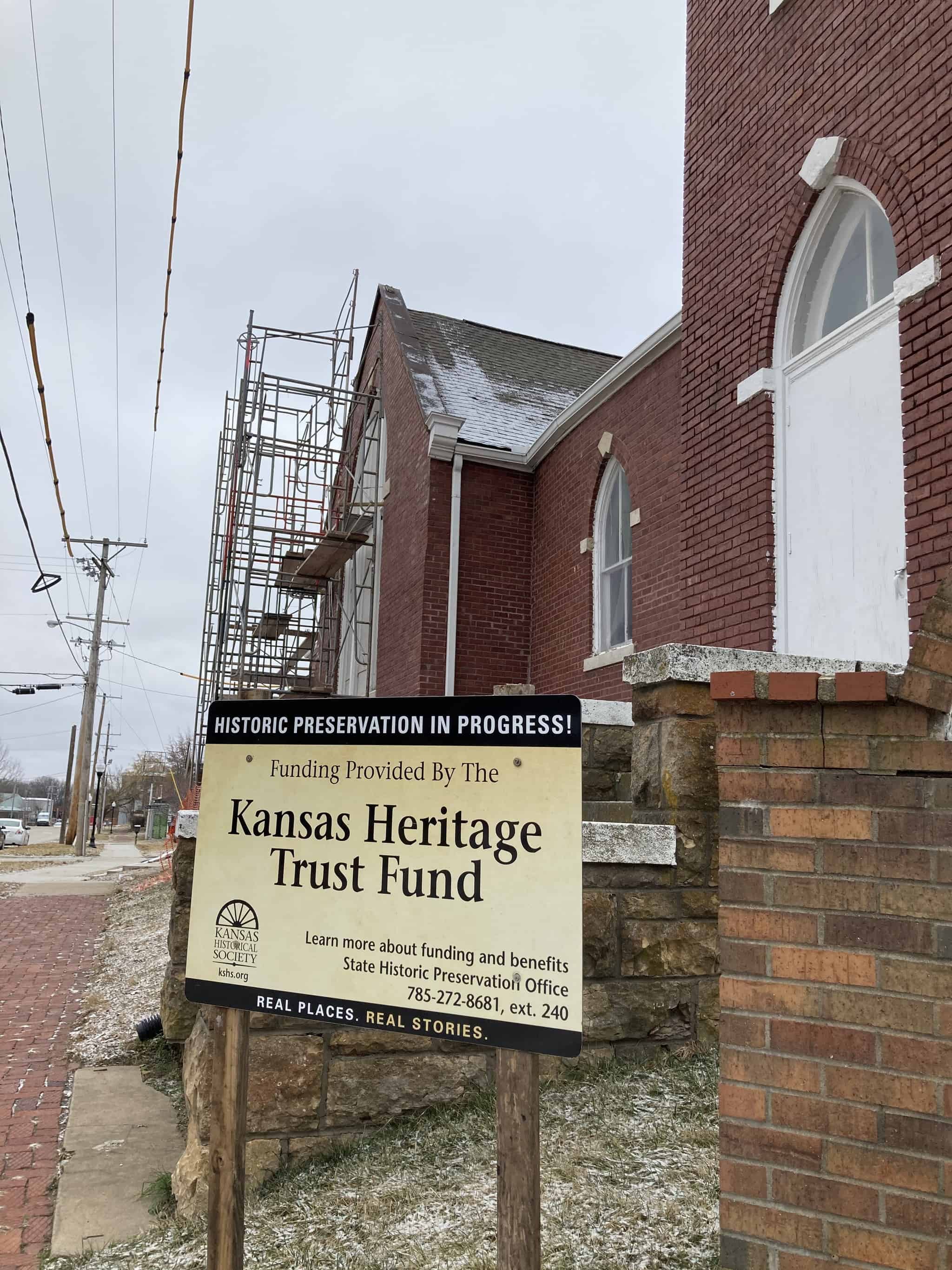 Heritage Trust Fund grants from the Kansas Historical Society made restoration work on the historic church possible.