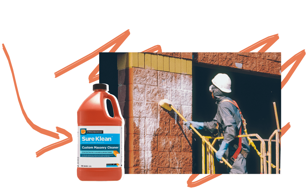 Custom Masonry Cleaner cleaning concrete block