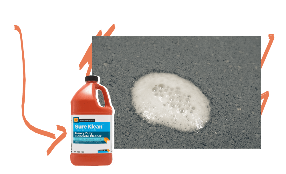 Heavy Duty Concrete Cleaner reacts with concrete