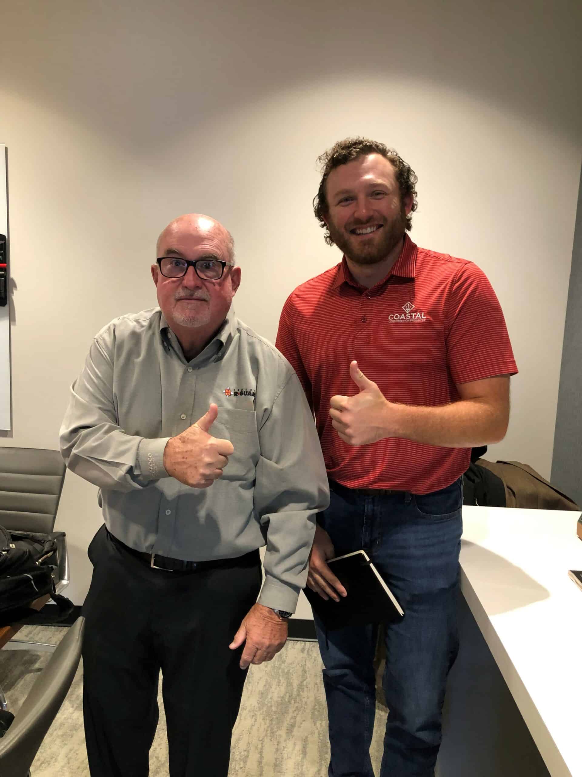 Alec Morris (right) and PROSOCO's Building Envelope Group Technical Specialist Guy Long (left) are pictured at a customer event in Nashville. 