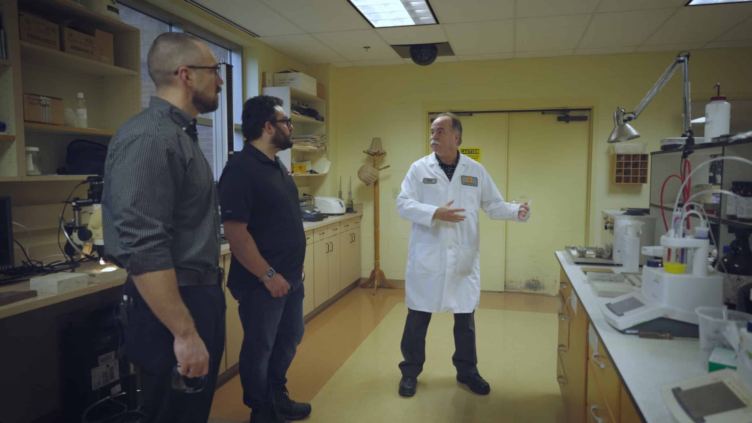 Dan Kamys got a tour of PROSOCO's laboratory from Director of R&D Tom Stalnaker. 
