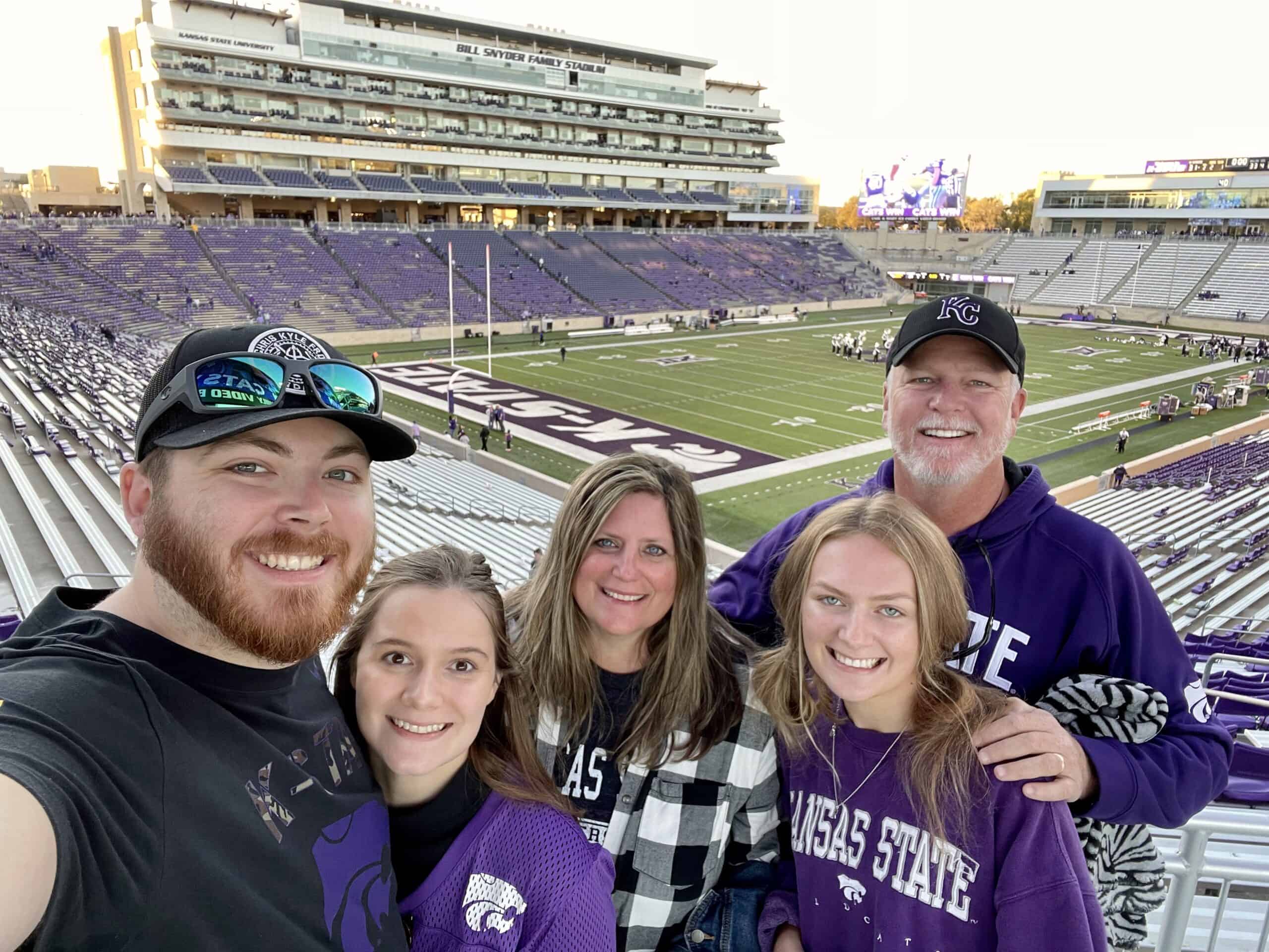 Corey and Lisa sent both kids (Grace, pictured front right, and Tanner) to Kansas State University in Manhattan. 