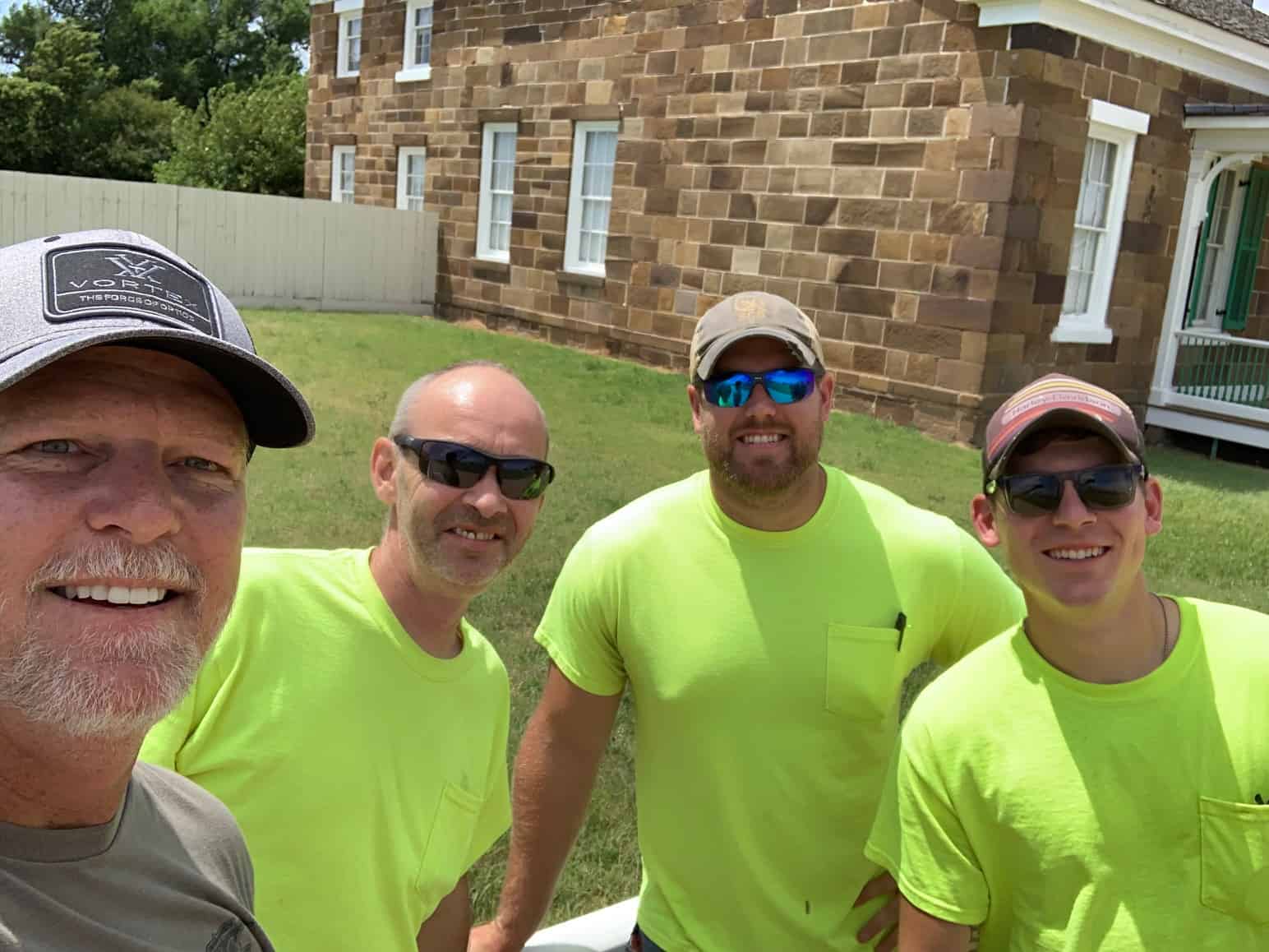 Corey Thomas (left) is pictured with a few colleagues at a project at Fort Larned, Kan.