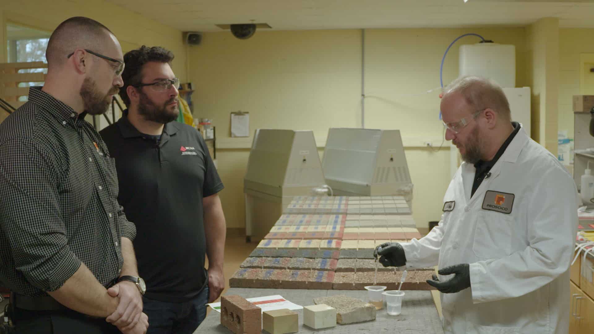 From left to right: Jake Boyer, head of PROSOCO's Clean and Protect Group; Dan Kamys, Editorial Director for MCAA; and Chris Moore, R&D Chemist for PROSOCO.