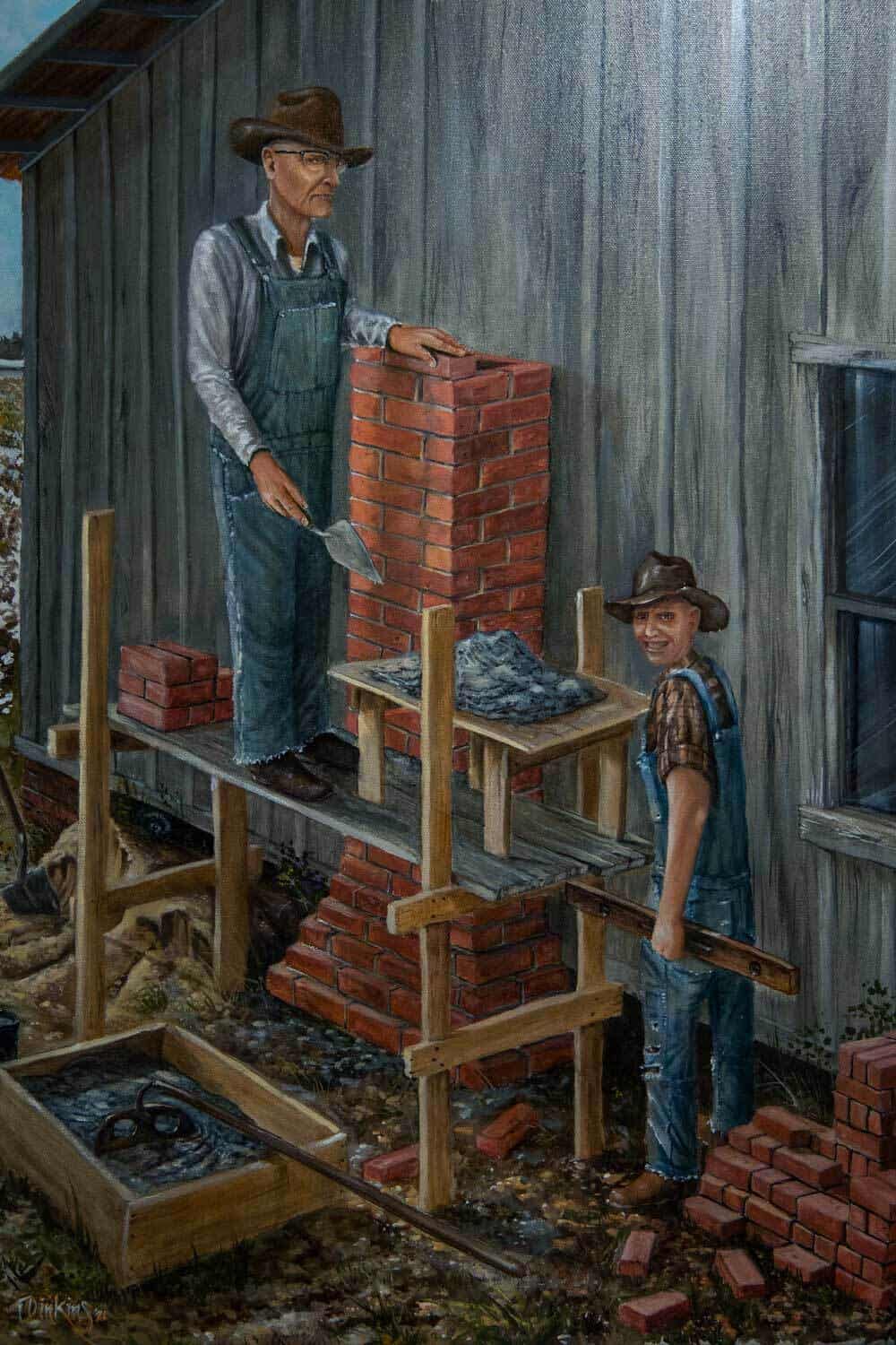 Donnie commissioned this painting of his masonry predecessors, Paw Mac and Curtis McVay.