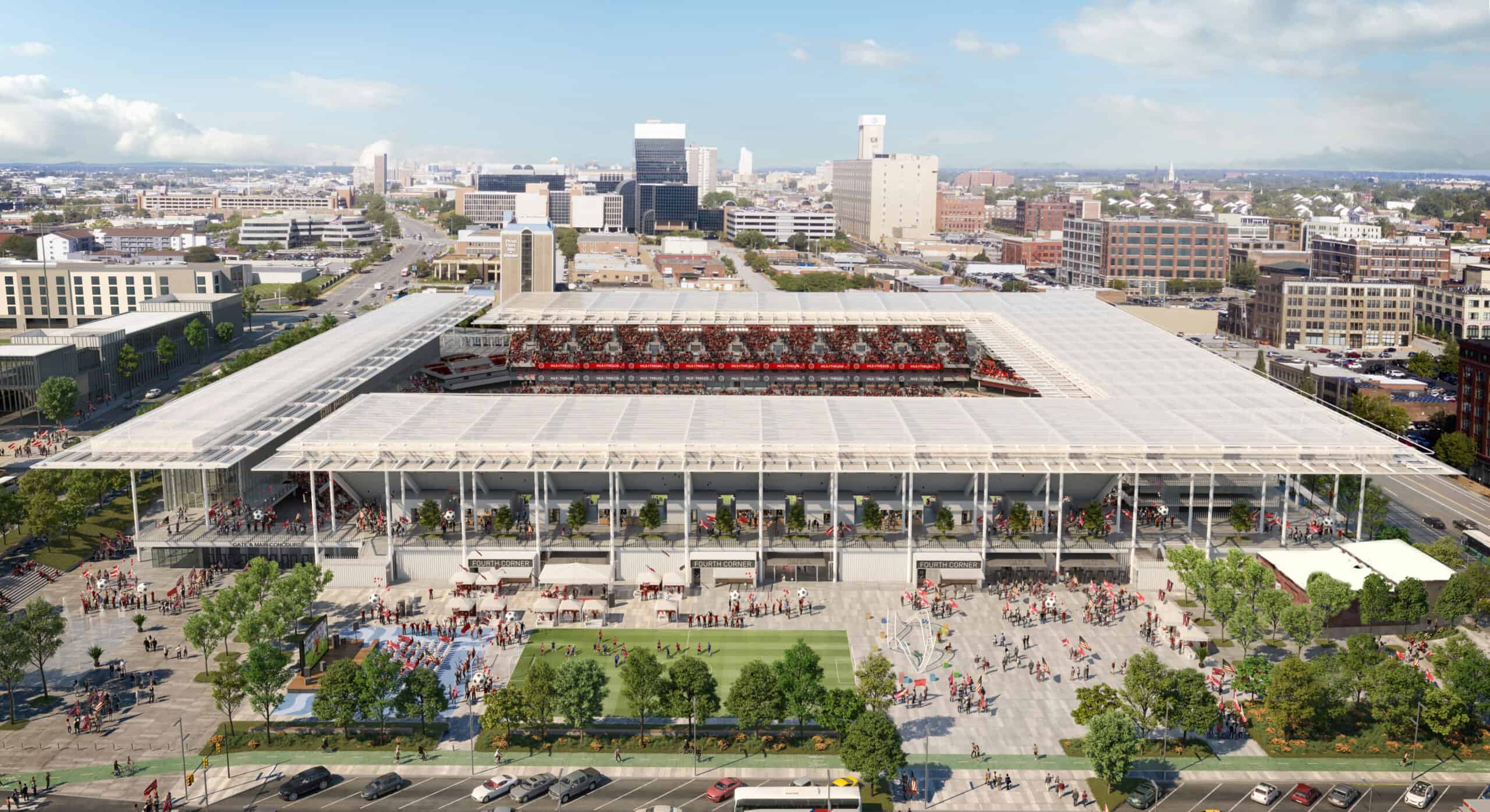 CityPark Major League Soccer stadium in St. Louis, Mo., was protected with Blok-Guard & Graffiti Control WB 15 in 2022. Photo courtesy St. Louis City SC