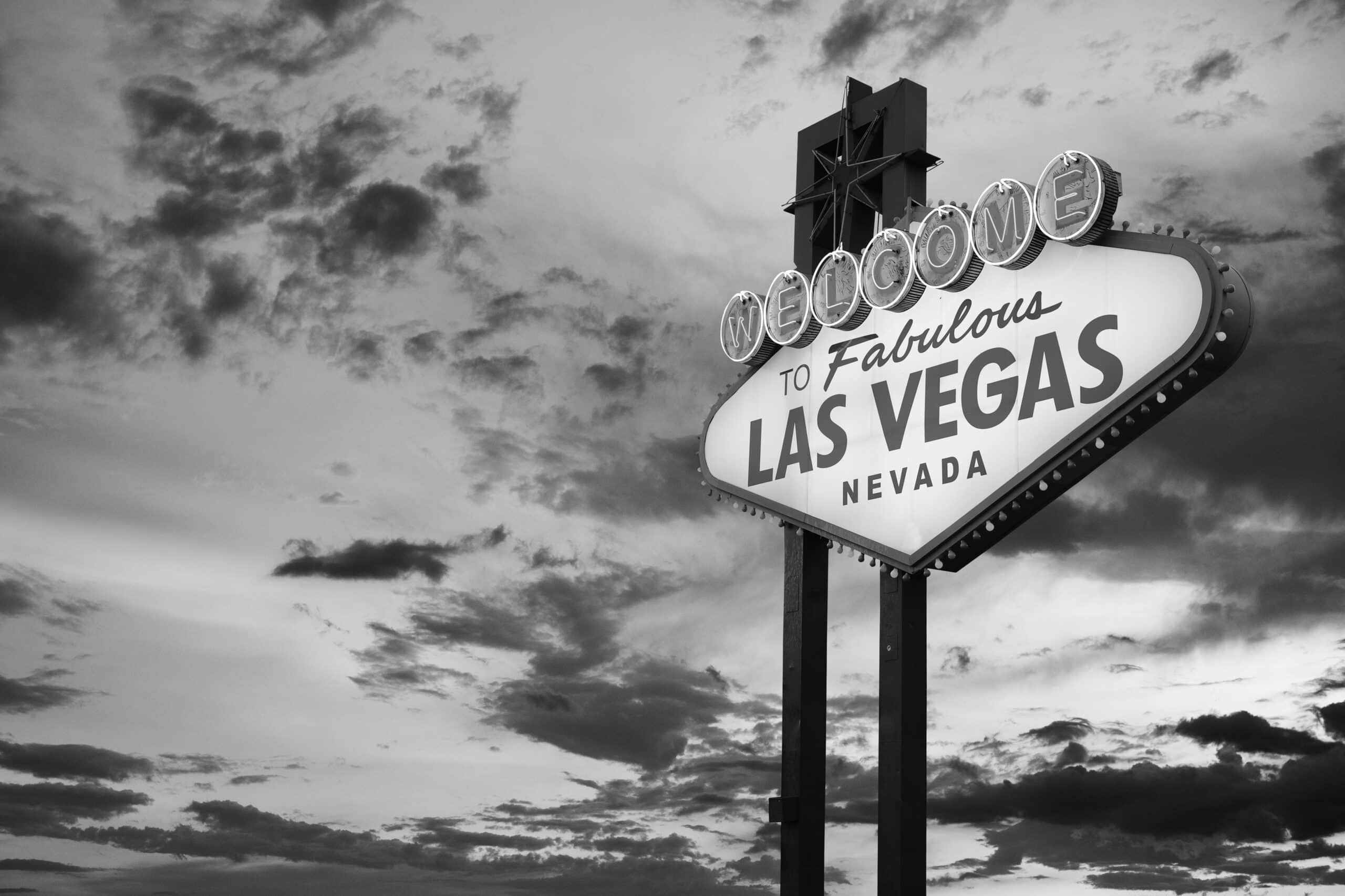 Welcome To Las Vegas neon sign on sunset sky