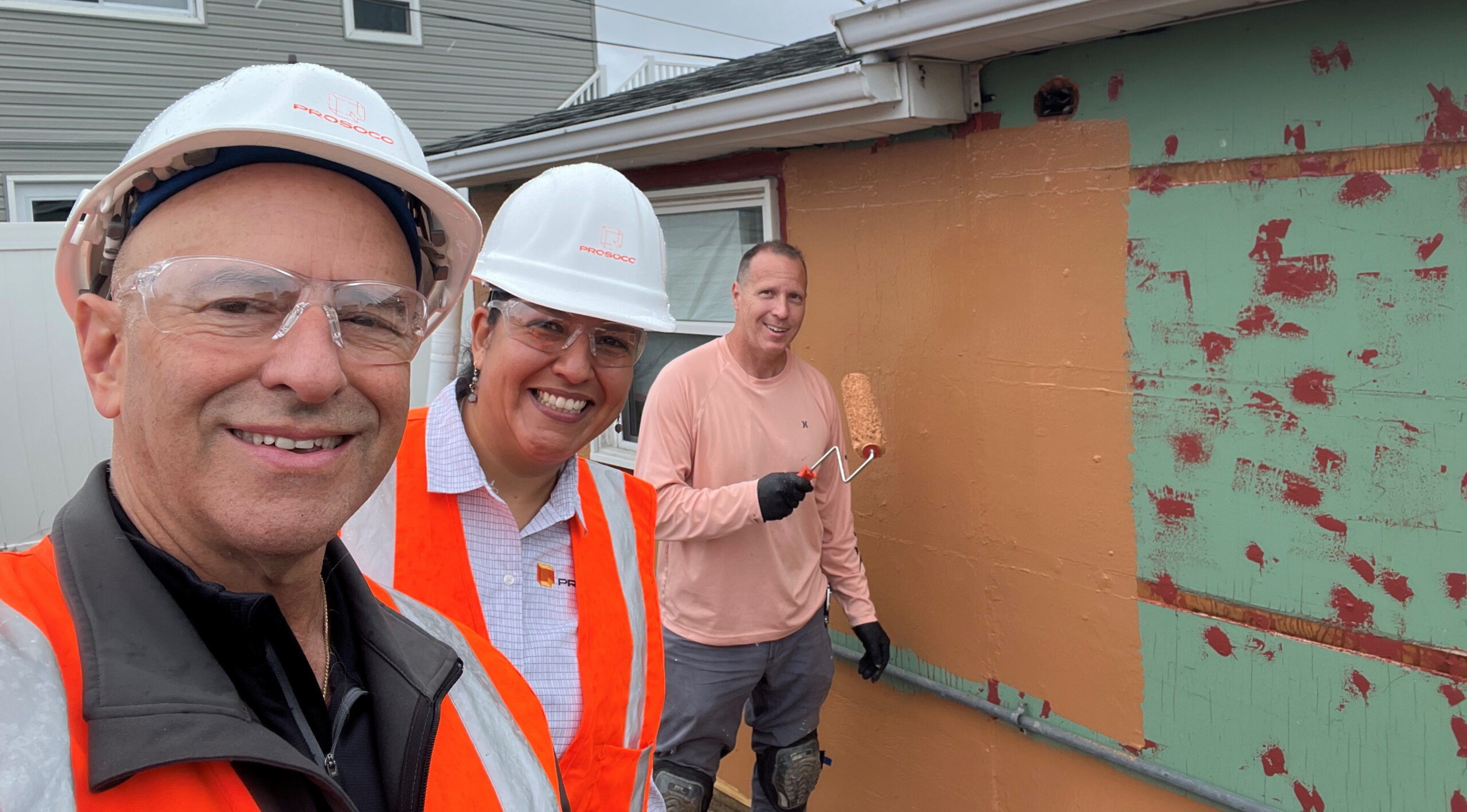 Guy Mazza (left) and Natalie Daleney (center) arrived on site to assist Robert Donahue on a beach bungalow restoration | photo courtesy Guy Mazza