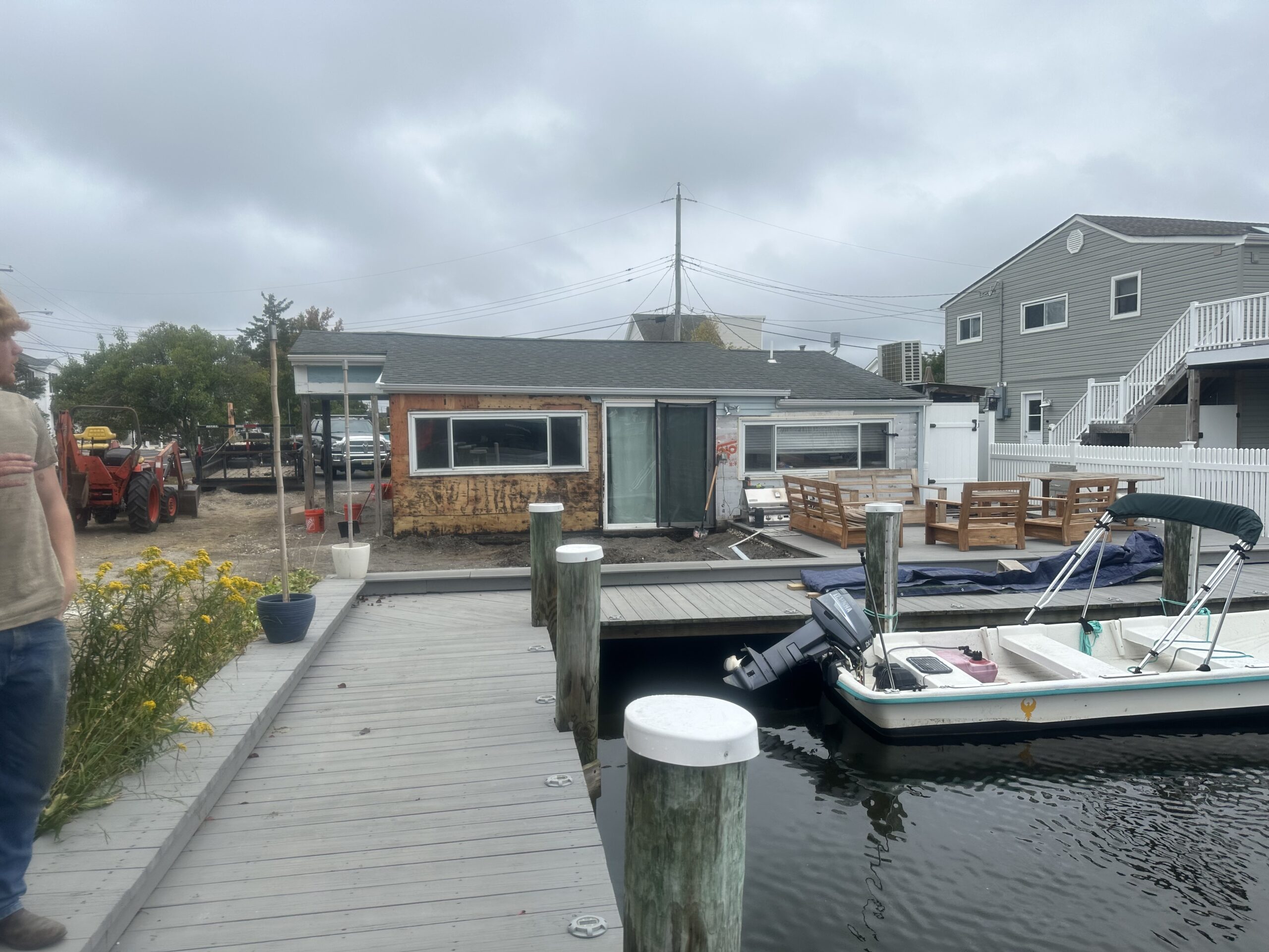 Many neighboring homes on the lagoon in Forked River, N.J., were being lifted or entirely razed and rebuilt. Photo courtesy Natalie Daleney