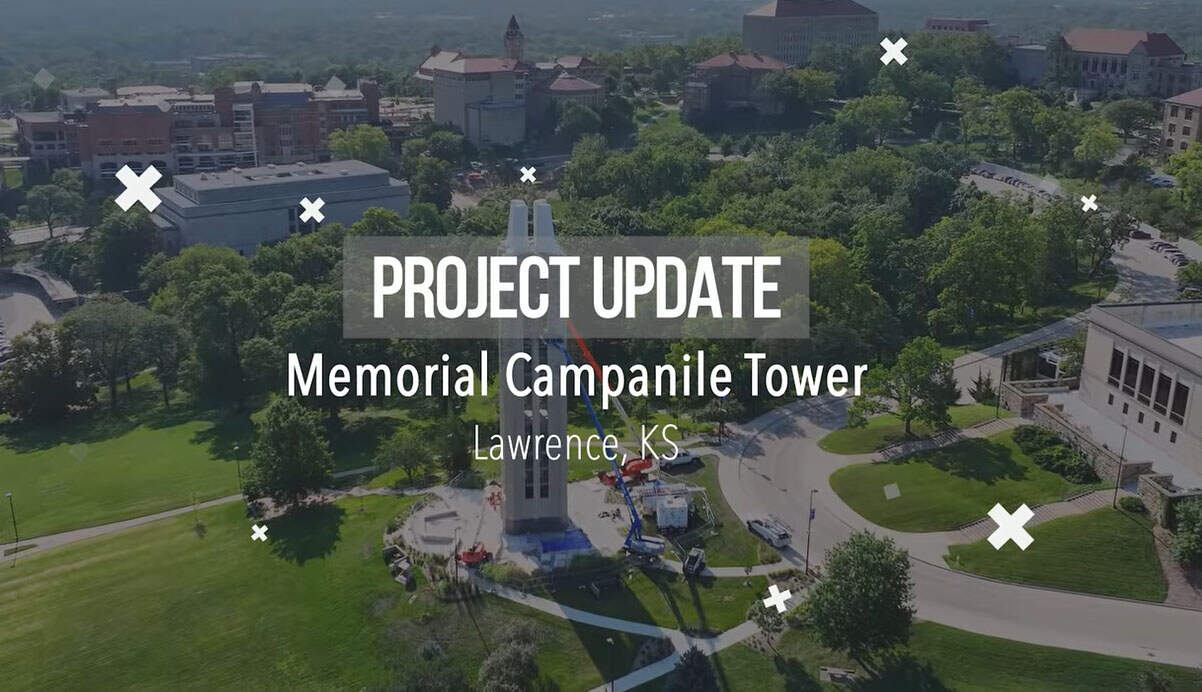 Mid-Continental Restoration restored the 120-foot limestone Campanile Tower on KU's campus