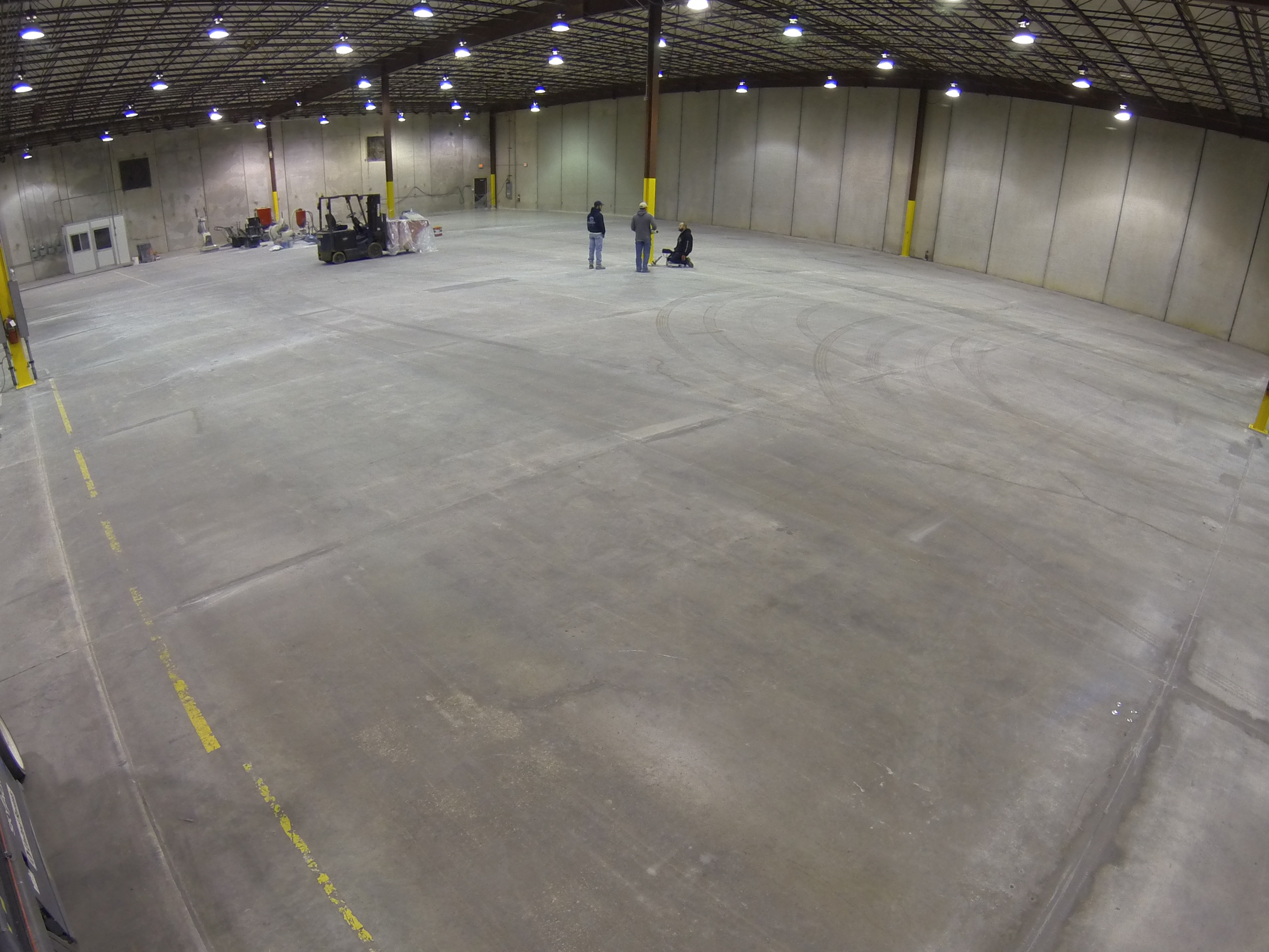 A concrete warehouse floor