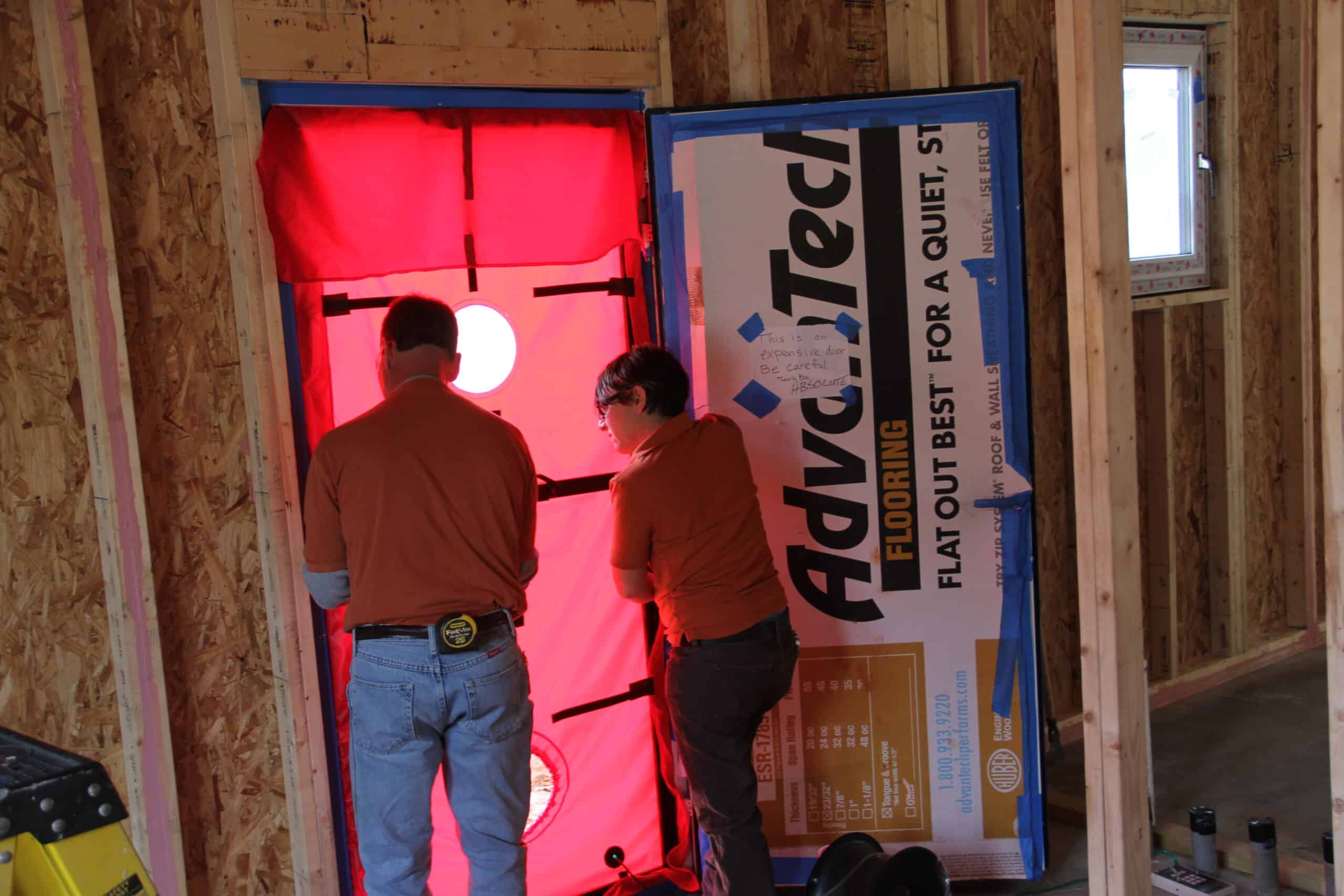 A blower door test is prepared
