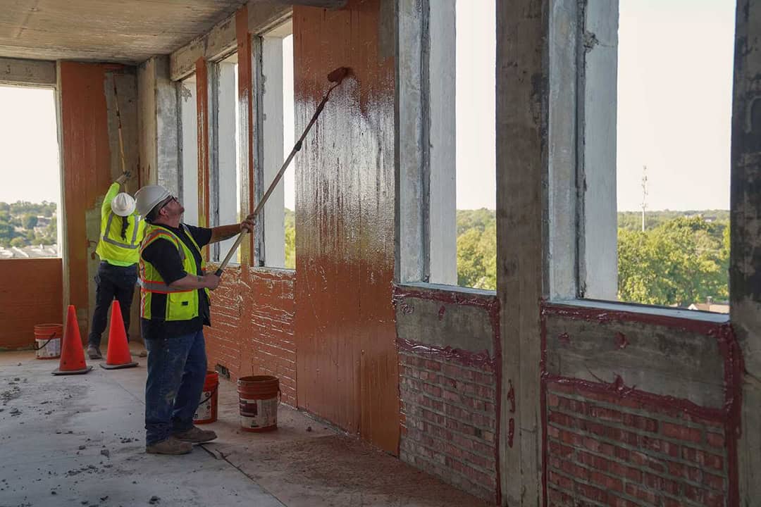 Interior application of Cat 5 on a historic adaptive reuse project in Kansas City